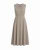 Calvin Klein Women's Sleeveless Pleat Neck Crepe A-line Midi Dress