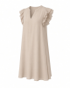 Essentials Women's Relaxed Fit Lightweight Georgette Split Neck Flutter Sleeve Shift Dress