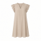 Essentials Women's Relaxed Fit Lightweight Georgette Split Neck Flutter Sleeve Shift Dress