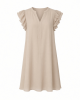 Essentials Women's Relaxed Fit Lightweight Georgette Split Neck Flutter Sleeve Shift Dress