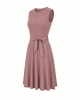 Tommy Hilfiger Women's Sleeveless Crew Neck Pinwheel Knit Belted Fit and Flare Dress