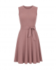 Tommy Hilfiger Women's Sleeveless Crew Neck Pinwheel Knit Belted Fit and Flare Dress