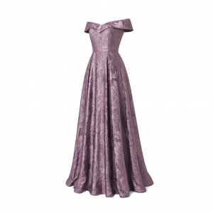 Adrianna Papell Women's Off Shoulder Jacquard Dress | Long Floral Evening Dress with Fitted Bodice & Structured A-Line Skirt