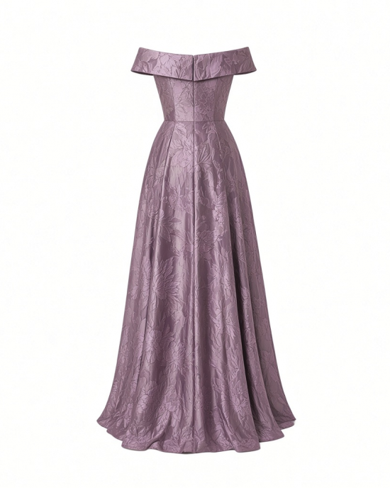 Adrianna Papell Women's Off Shoulder Jacquard Dress | Long Floral Evening Dress with Fitted Bodice & Structured A-Line Skirt