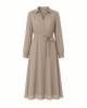 Essentials Women's Georgette Long Sleeve Midi Length Shirt Dress